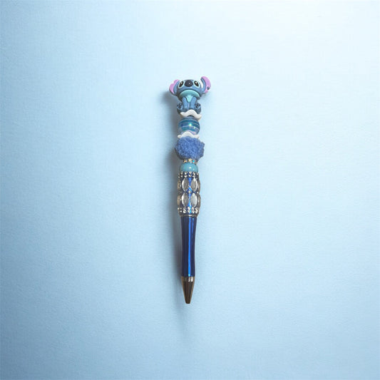 Blue Stitch Beaded Pen