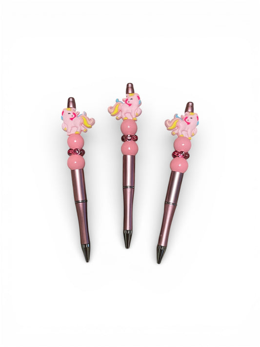 🦄 Pink Unicorn Beaded Pen Set