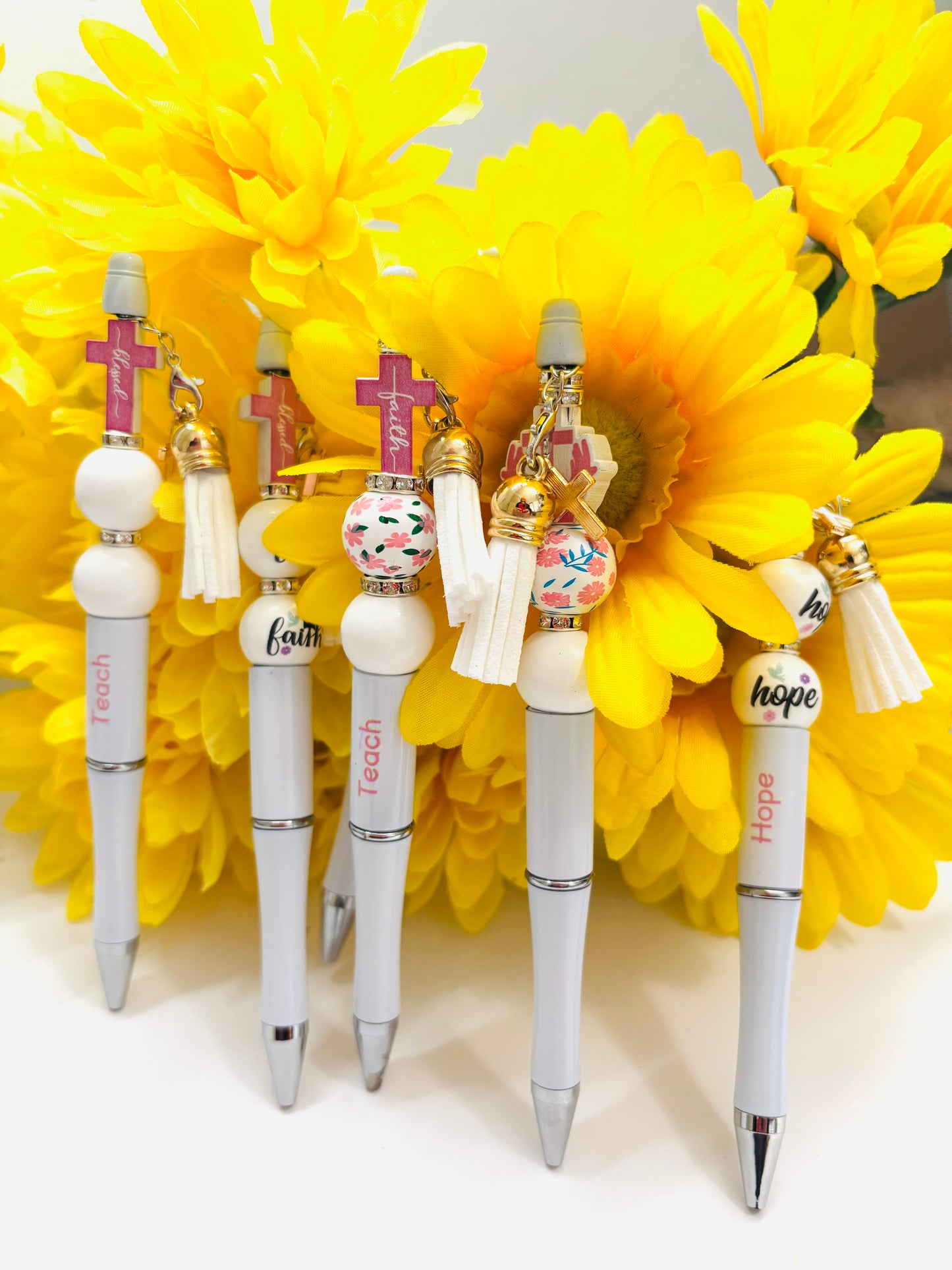 “Inspirational Beaded Charm Pens – Faith-Based Motivational Writing Set”